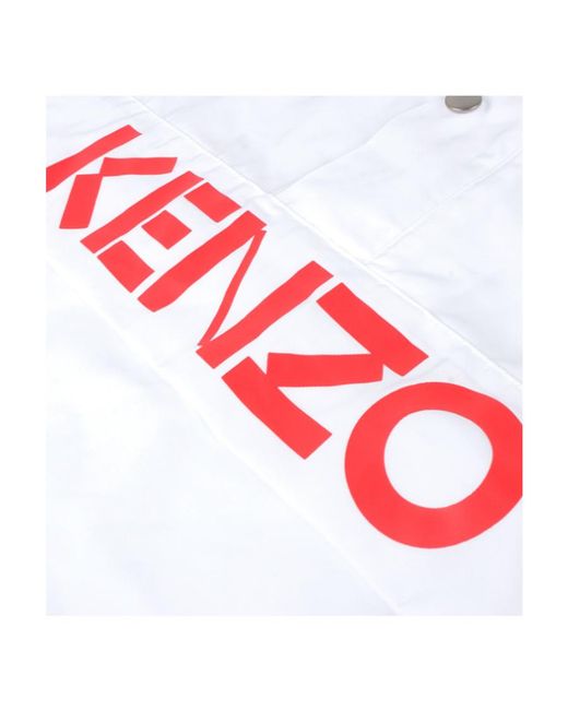 KENZO White Logo Printed Drawstring Hoodie for men