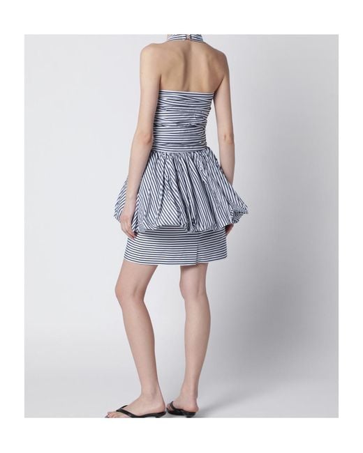 Patou Blue Striped Bubble Mini Dress