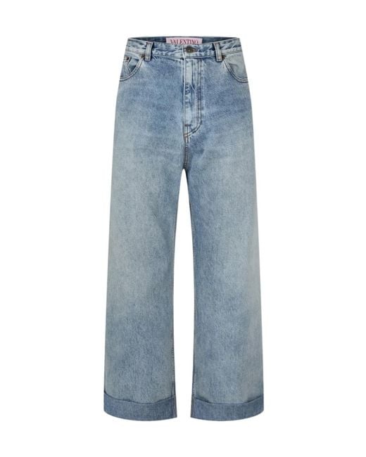 Valentino Blue Wide-Leg Denim Trousers for men