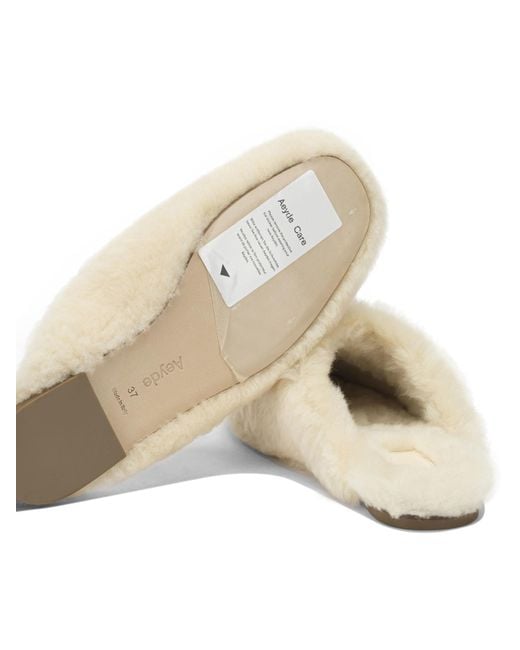 Aeyde White Round-Toe Slippers