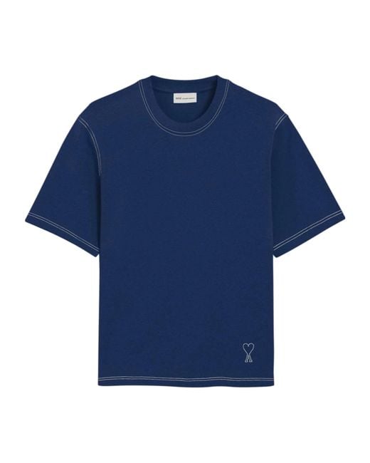 AMI Blue Ami Ami De Coeur Boxy T-Shirt for men