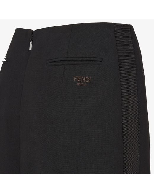 Fendi Black Logo Embroidered Back-Slit Long Skirt