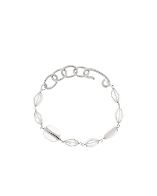 Jil Sander White Embellished Chain Bracelet