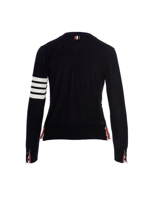Thom Browne Black 4 Bar V-Neck Cardigan