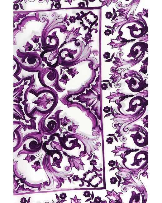 Dolce & Gabbana Purple 'Maiolica' Print Scarf