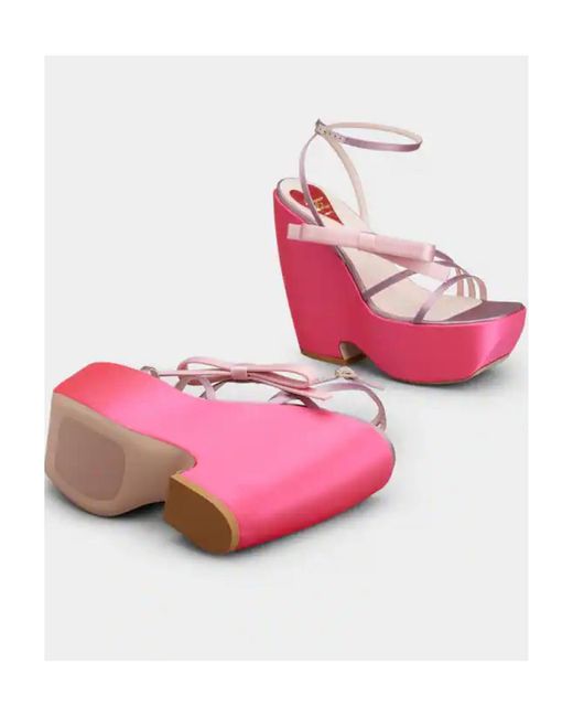 Roger Vivier Pink Bow Detailed Wedge Sandals