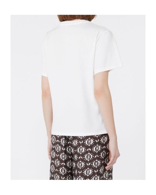 Weekend by Maxmara White Butterfly Logo Embroidered Crewneck T-Shirt