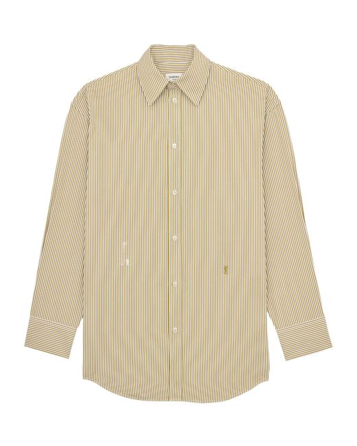 Saint Laurent Natural Cassandre Striped Button-Up Shirt
