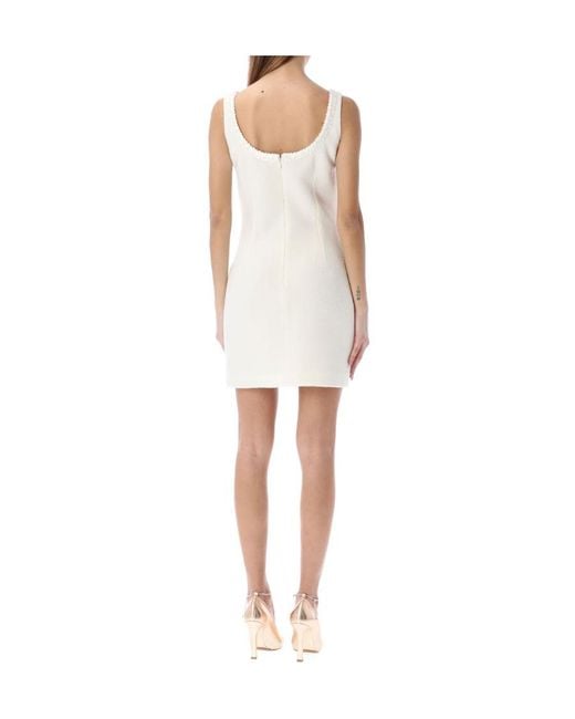 Alessandra Rich White Faux-Pearl Embellished Dress