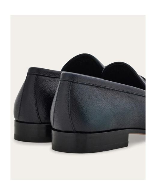 Ferragamo Blue Ferragamo Gancini Ornament Moccasin Loafers for men