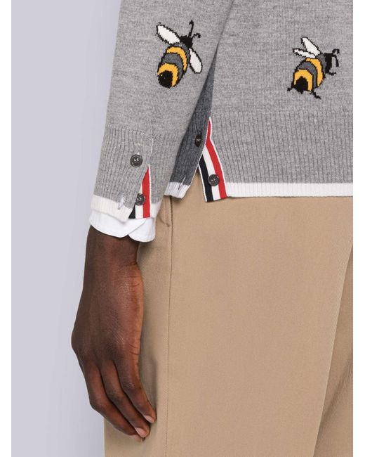 Thom Browne Blue Bar Striped Cardigan for men