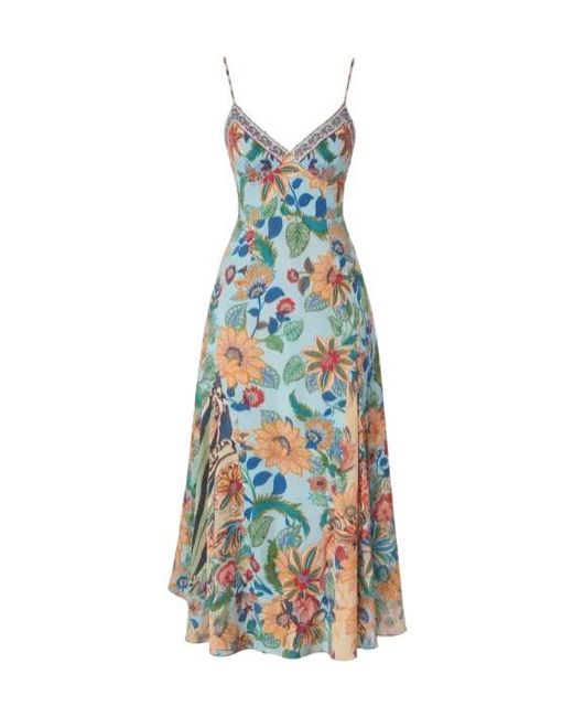Farm Rio Blue Delhi Floral Sleeveless Maxi Dress