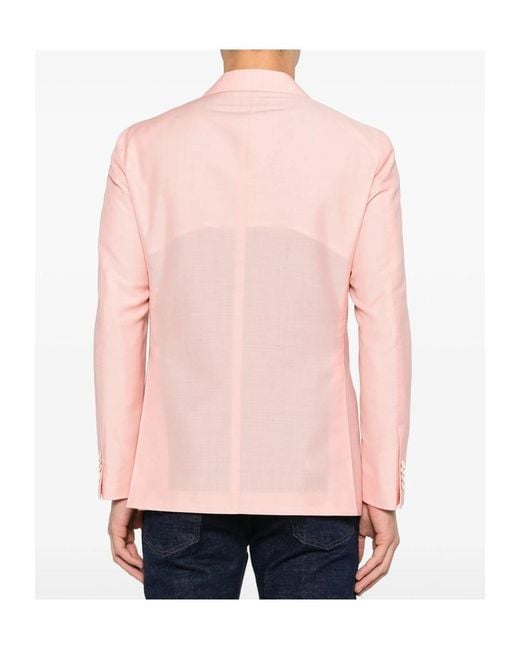 Caruso Pink Aida Double-Breasted Pocket Blazer for men