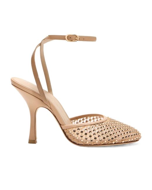 Stuart Weitzman Metallic Bareitall Shine Heeled Pumps