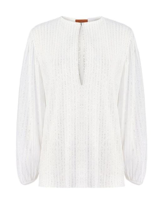 Missoni White Balloon-Sleeve Blouse