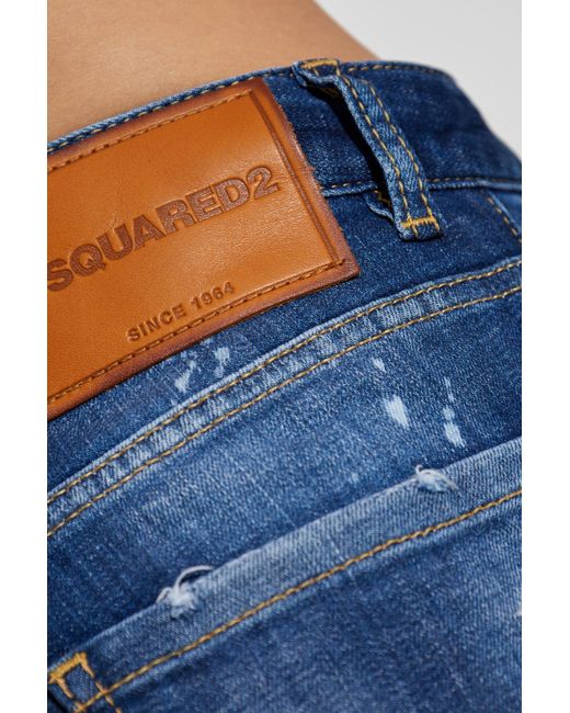 DSquared² Blue Logo Patch Distressed Jeans