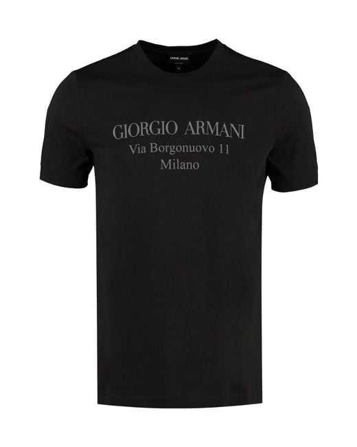 Giorgio Armani Black Logo Printed Crewneck T-Shirt for men
