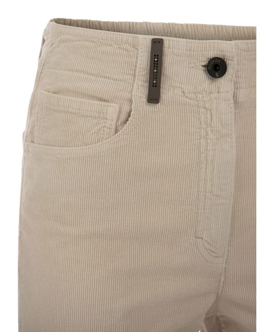 Peserico Natural Corduroy Slim-Cut Cotton Trousers