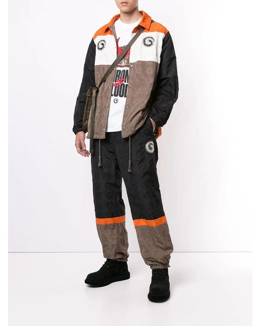 Undercover Gray Colour-Block Logo-Print Jacket for men