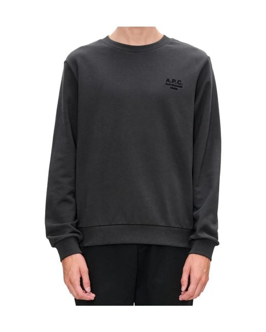A.P.C. Blue Logo Embroidered Crewneck Sweatshirt for men