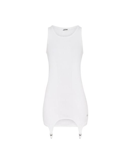 Jean Paul Gaultier White Ribbed Mini Dress