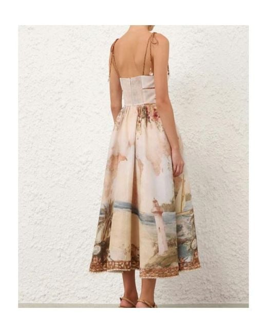Zimmermann Natural Mahon Printed Midi Dress