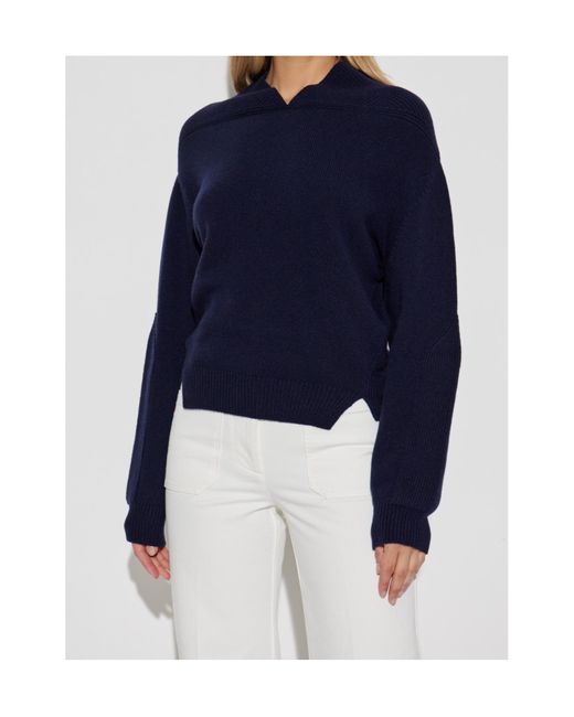 Victoria Beckham Blue Long Sleeve V-Neck Jumper