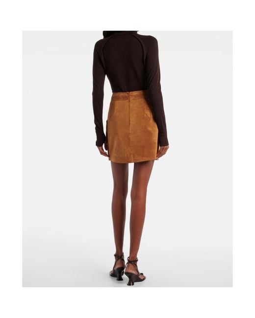 Veronica Beard Natural Norwood Suede Miniskirt