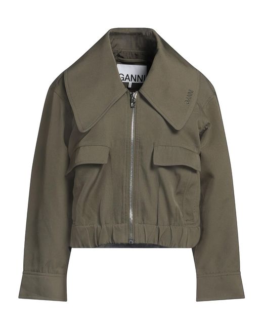 Ganni Green Embroidered Logo Casual Jacket