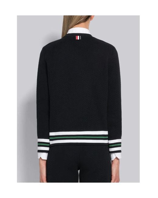 Thom Browne Blue Cricket Stripe Trim Sweatshirt