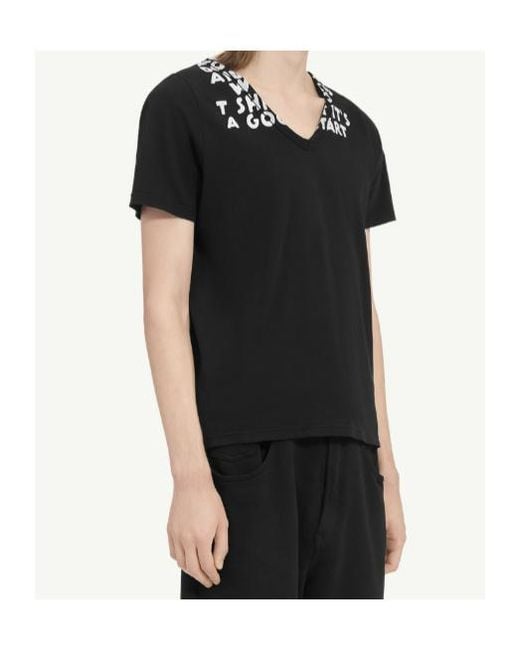MM6 by Maison Margiela Black Printed Crewneck T-Shirt for men