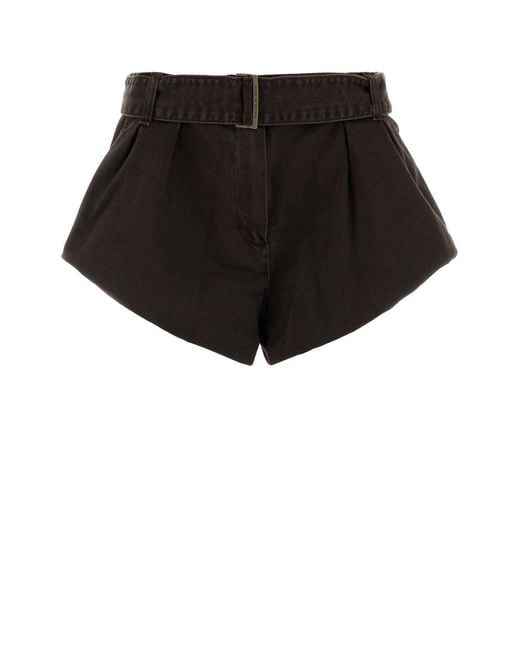 Magda Butrym Black Pleated Belted Denim Shorts