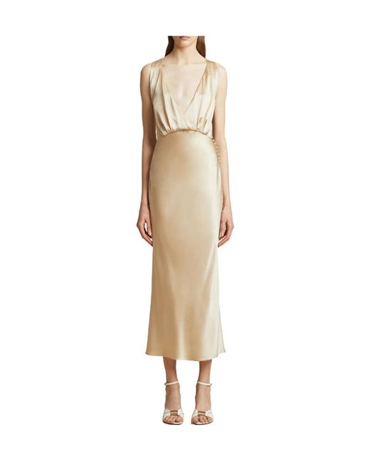 Khaite Natural V-Neck Dress