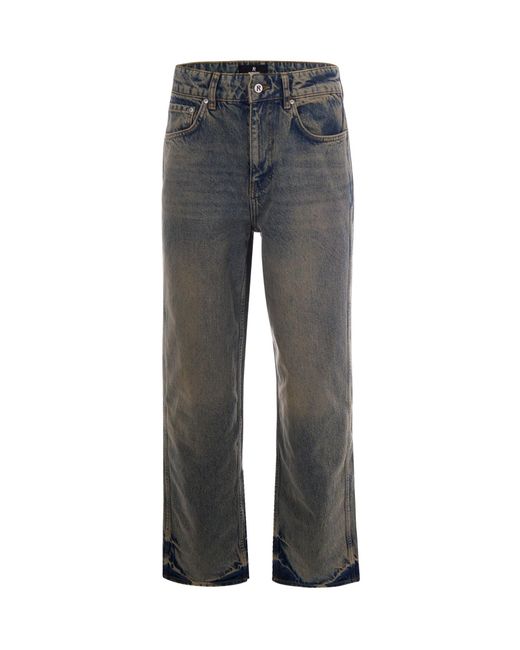 Represent Gray Logo Straight-Leg Jeans for men