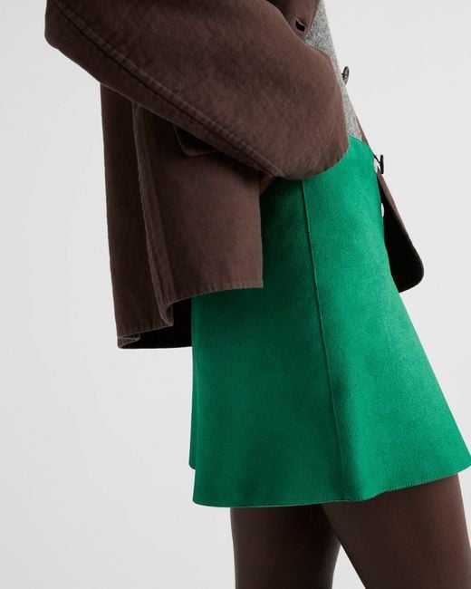 Prada Green A-Line Button Detailed Skirt
