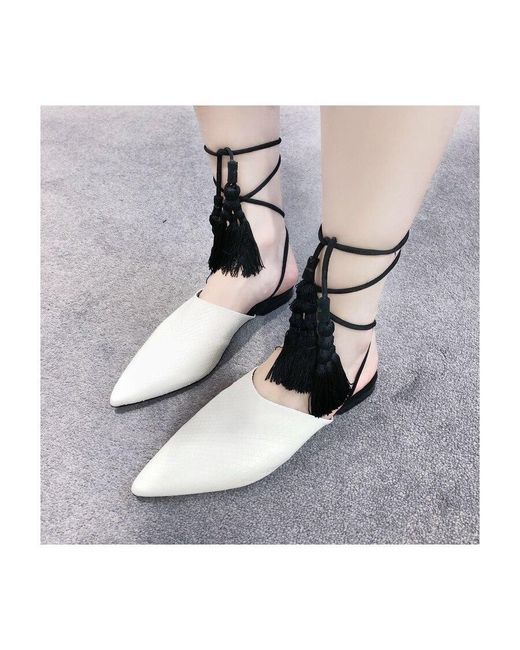 Lanvin White Snake Ribbon Flat Shoes Fspl0W Pibu 021 for men