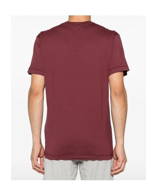 Stone Island Red Logo Patch Crewneck T-Shirt for men