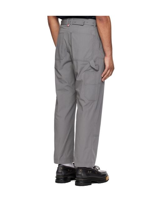 Thom Browne Gray Belted Cargo Pants for men