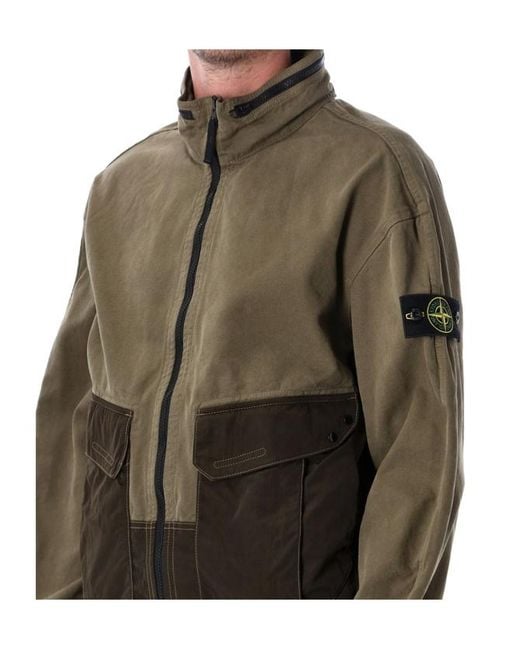 Stone Island Brown Stand-Collar Zip-Up Jacket for men