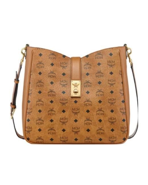 MCM Brown Tracy Visetos Large Shoulder Bag for men