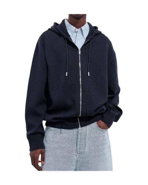 Bottega Veneta Blue Double Wool Hoodie for men