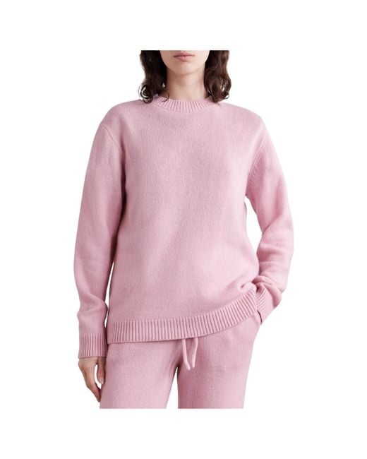 The Elder Statesman Pink Solid-Color Cashmere Sweater