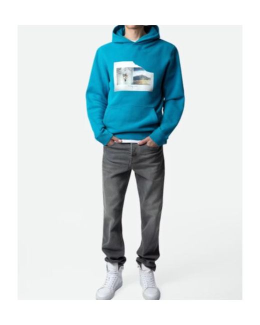 Zadig & Voltaire Blue Sanchi Photograph-Print Cotton Hoodie for men