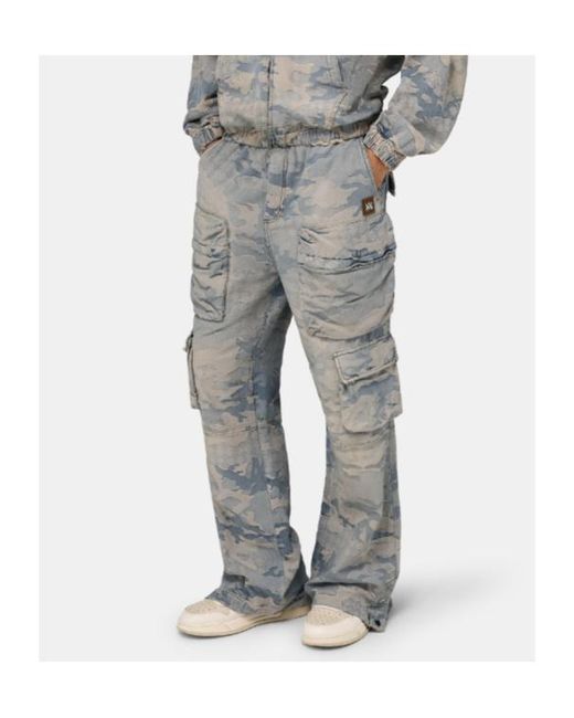Amiri Gray Camo-Jacquard Baggy Cargo Jeans for men