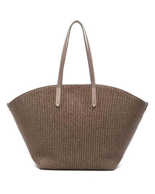 Brunello Cucinelli Brown Woven Top Handle Bag