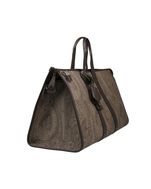 Etro Brown Paisley Printed Travel Bag for men