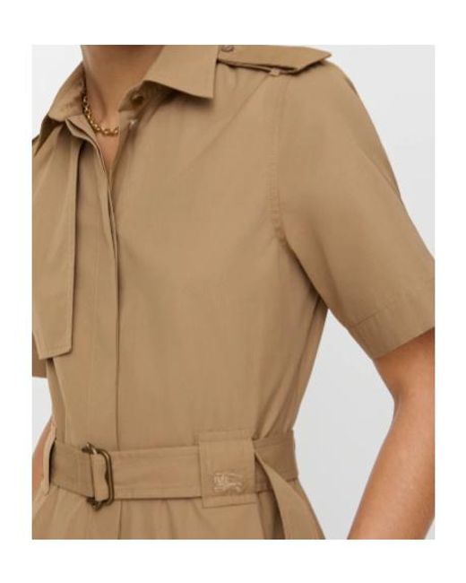 Burberry Natural Short Sleeved Belted Shirt Dress