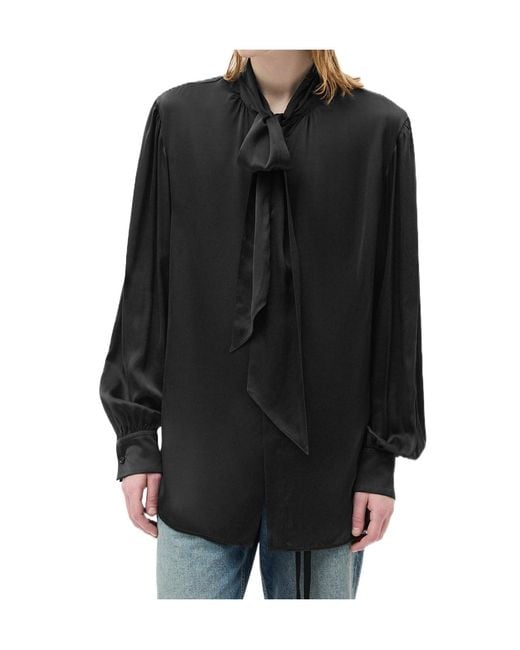 Ann Demeulemeester Black Runo Bow-Tie Shirt for men