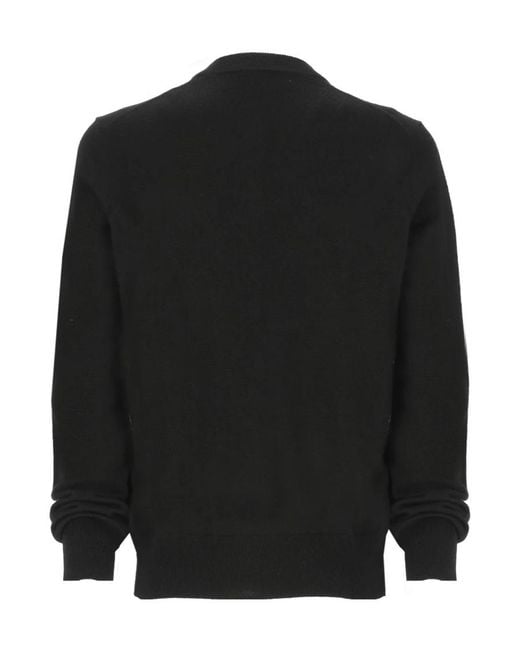 Moschino Black Logo Embroidered Button Sweater