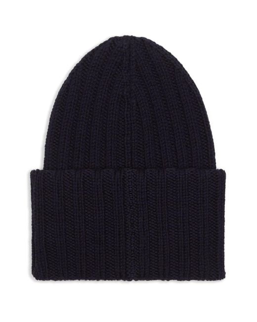 DSquared² Blue Logo Embroidered Turn-Up Beanie for men